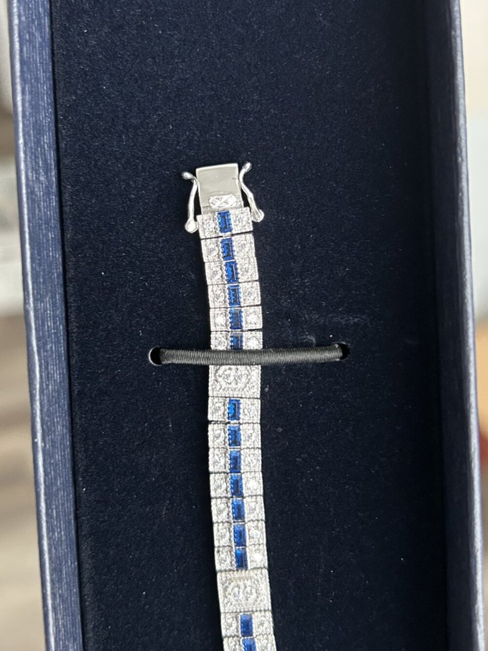 NEW Stauer 925 Sapphire Color Baguette CZ Tennis Bracelet - Picture 5 of 8